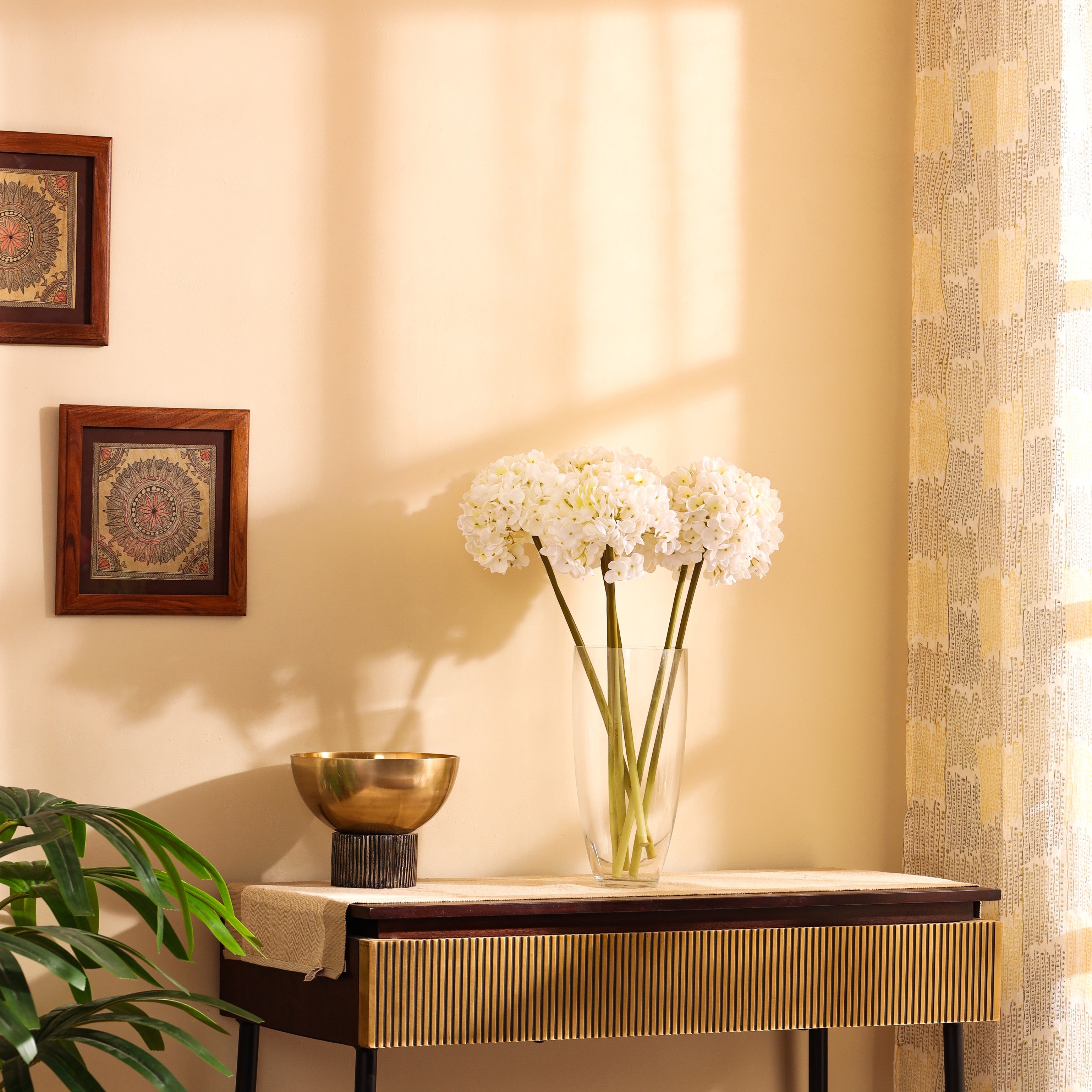 luxe artificial hydrangea flower sticks set of 3 sticks white color 1.5 feet for home and office decor for indoor and outdoor use 