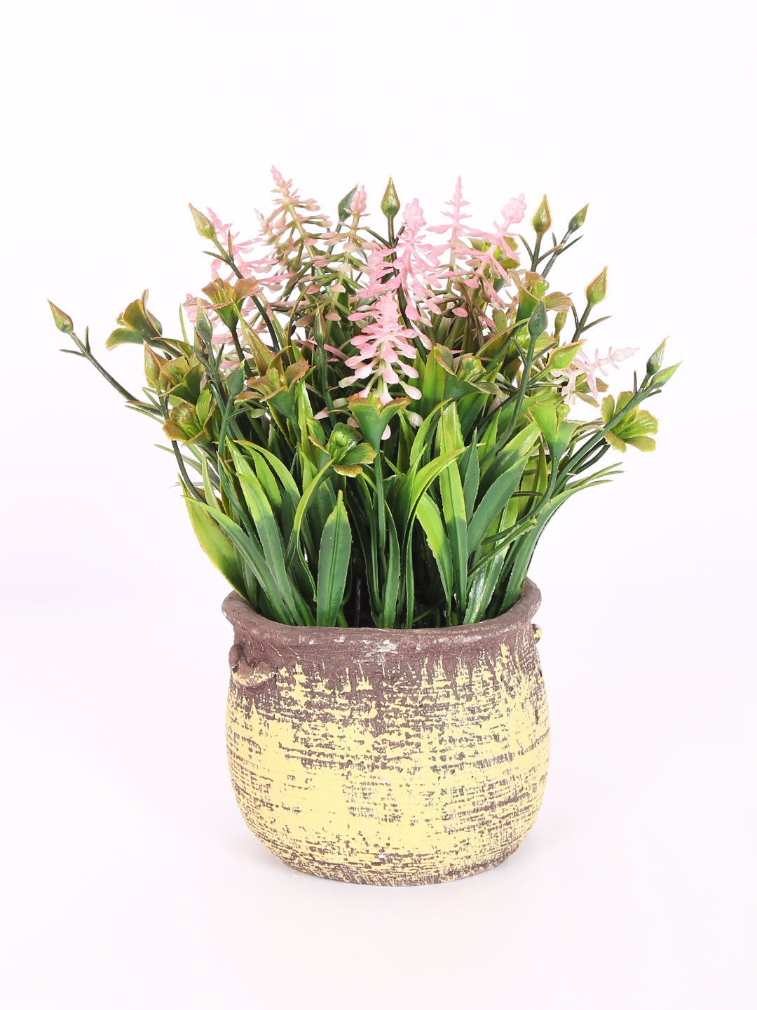 luxe artificial lavender flower bonsai  plant light pink color with pot 22 cm for home and office decor for indoor and outdoor use 