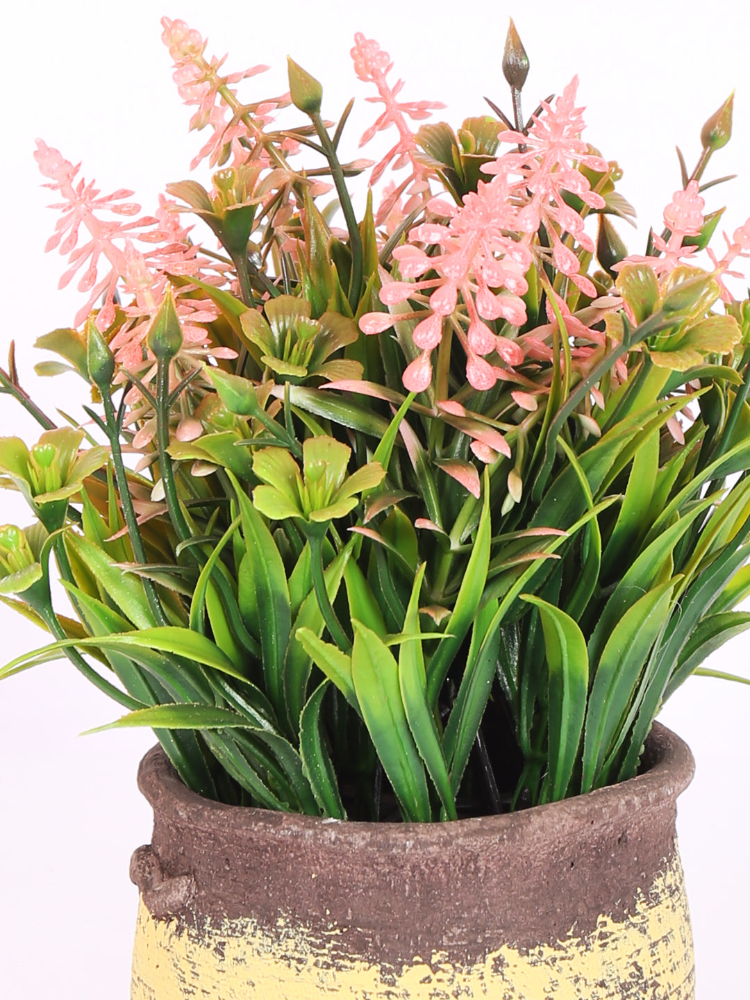 luxe artificial lavender flower bonsai  plant light pink color with pot 22 cm for home and office decor for indoor and outdoor use 