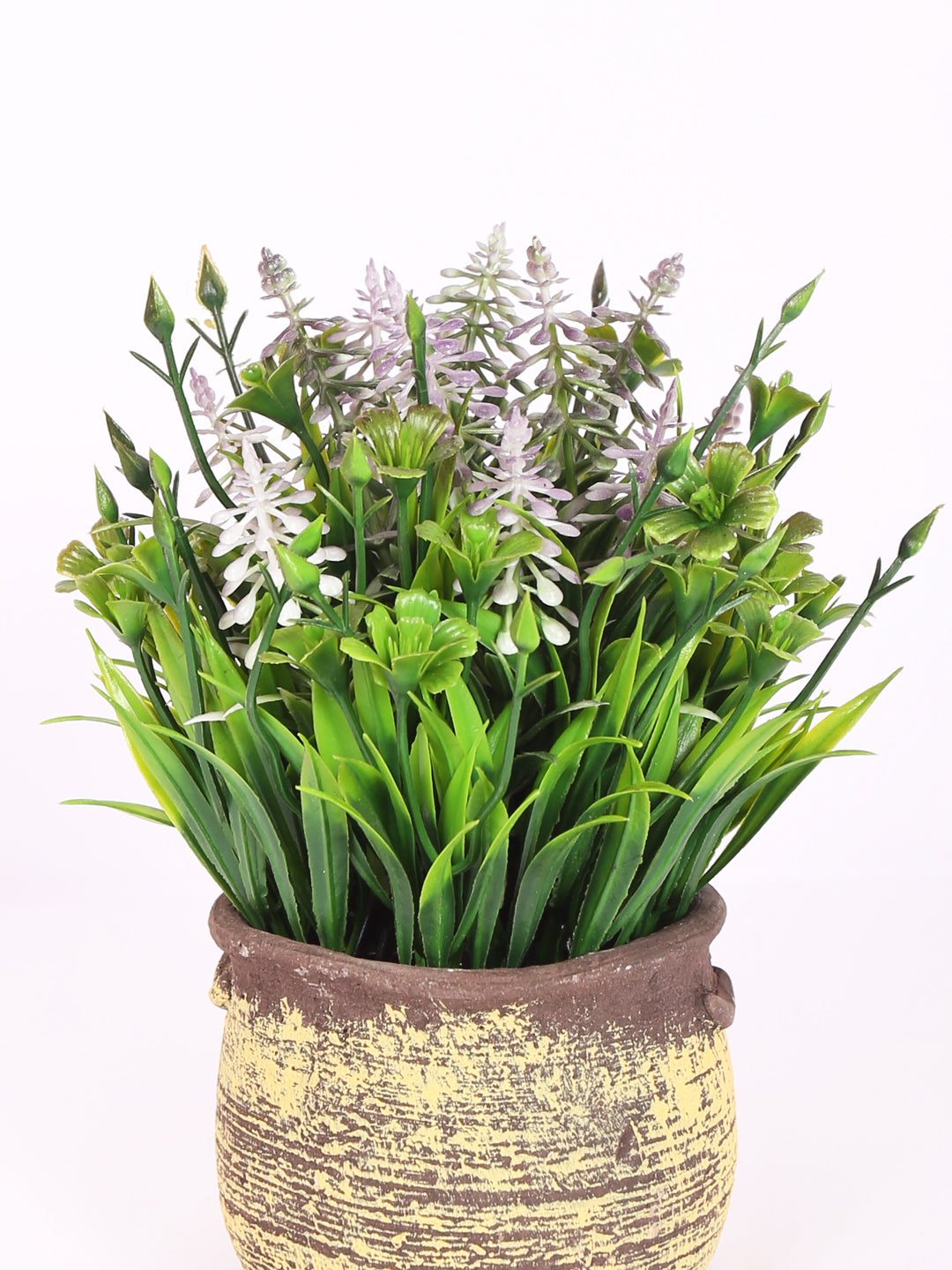 luxe artificial lavender flower bonsai  plant purple color with pot 22 cm for home and office decor for indoor and outdoor use 