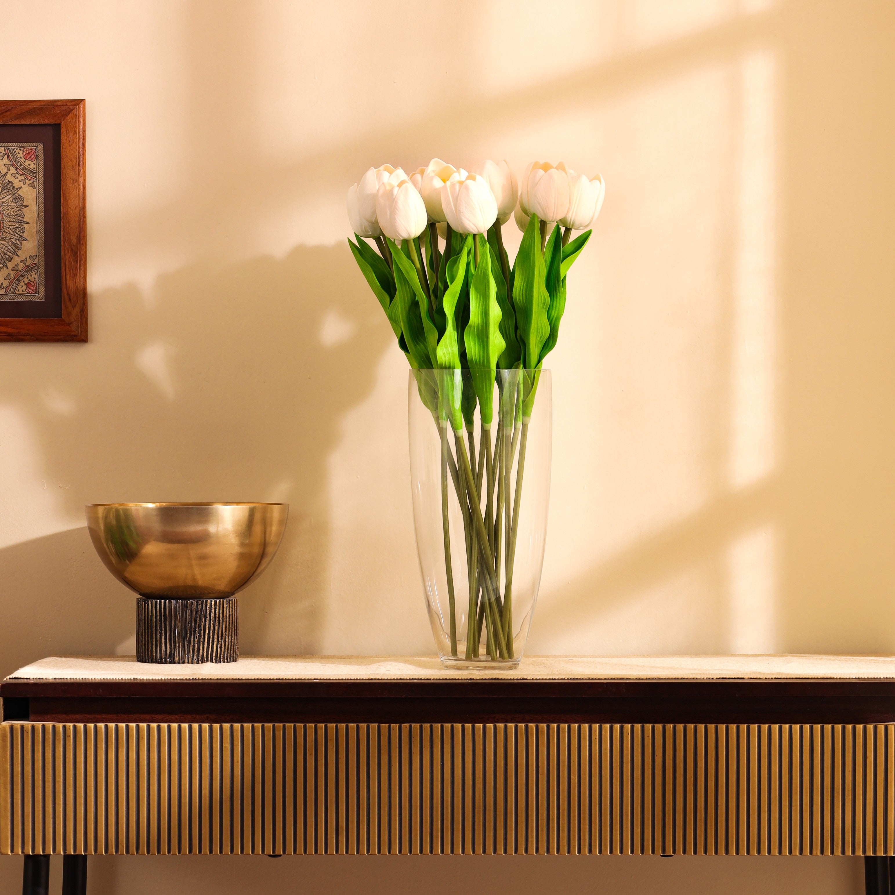 luxe artificial tulip flower sticks set of 5 sticks white color 1.5 feet for home and office decor for indoor and outdoor use 