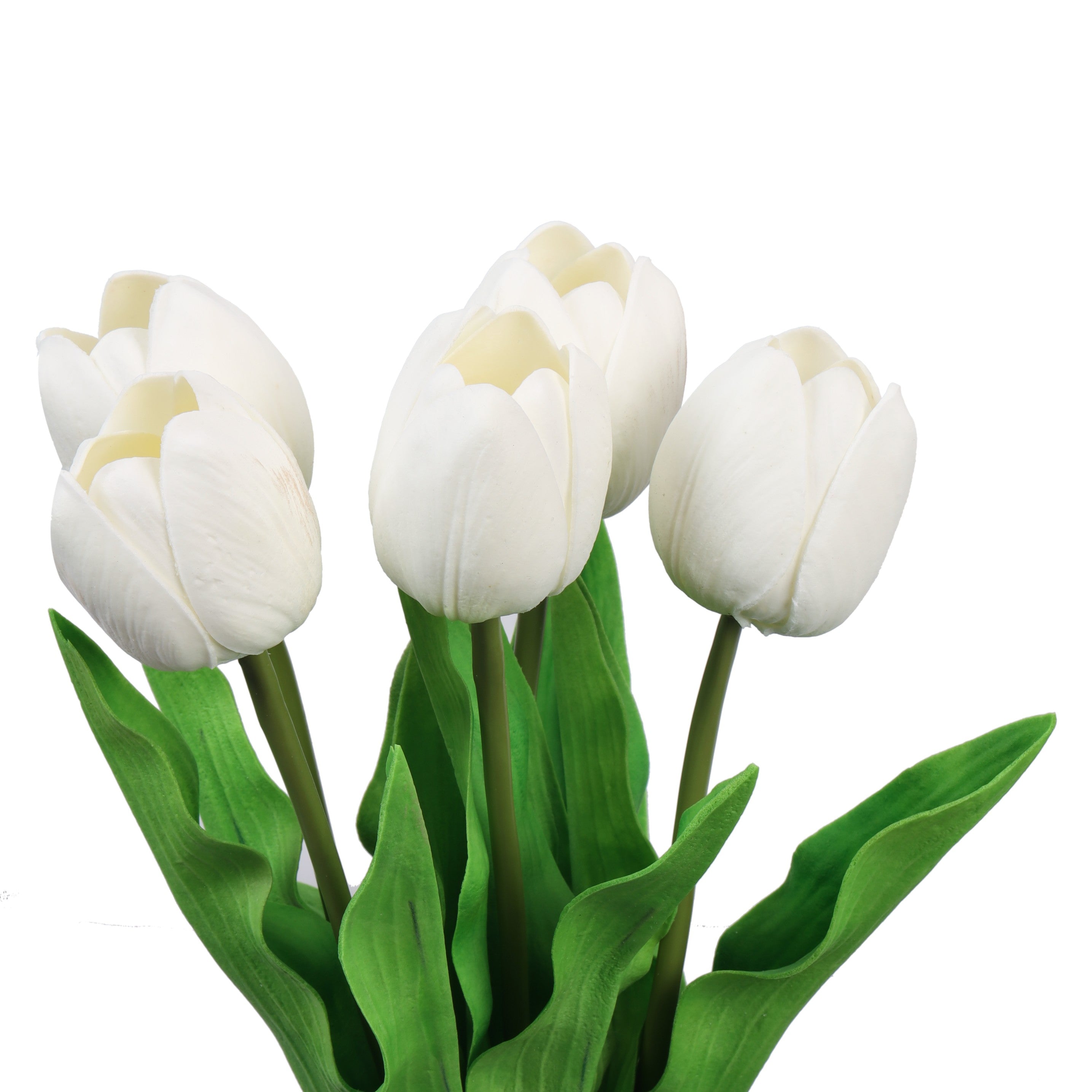 luxe artificial tulip flower sticks set of 5 sticks white color 1.5 feet for home and office decor for indoor and outdoor use 