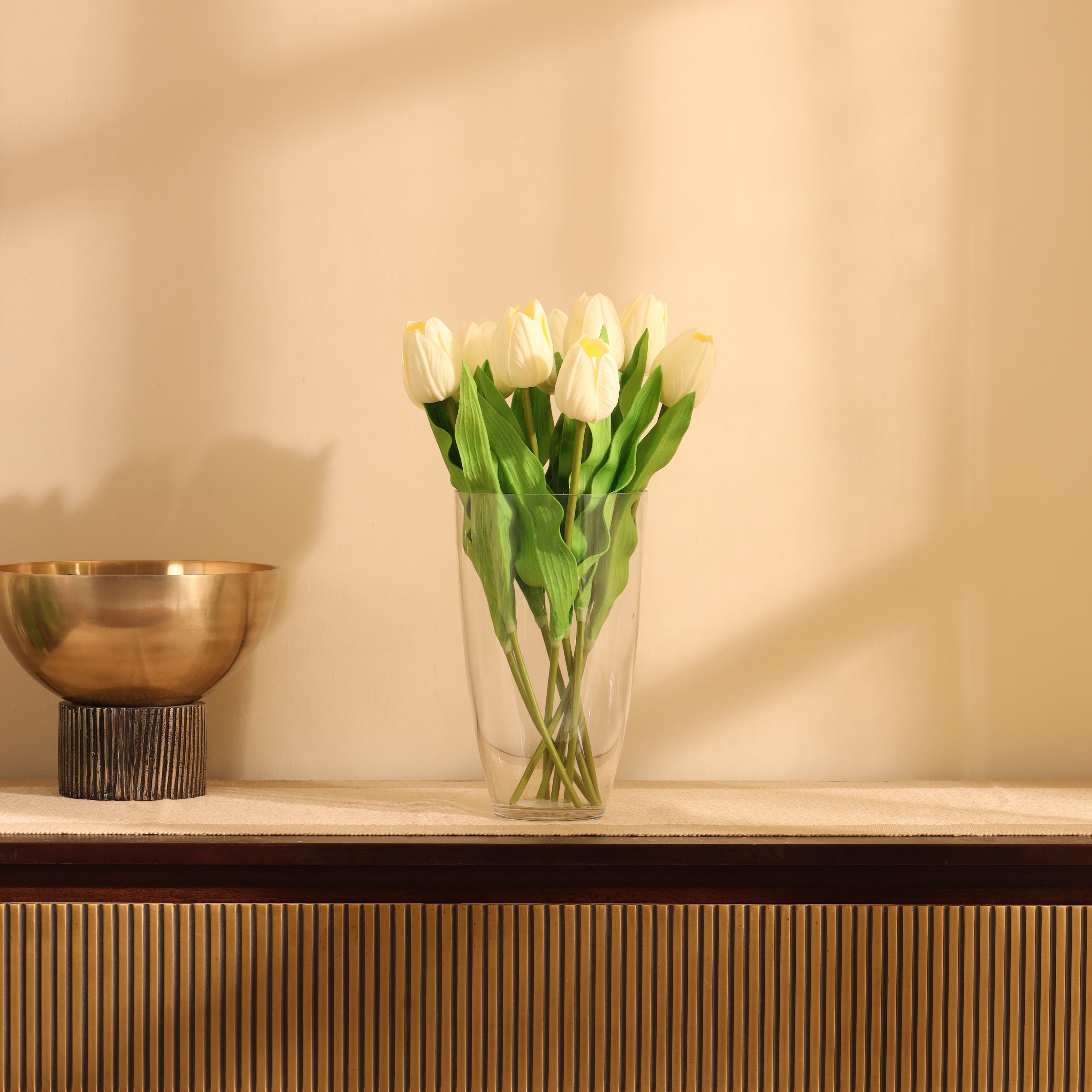 luxe artificial tulip flower sticks set of 5 sticks white color 1 foot for home and office decor for indoor and outdoor use 