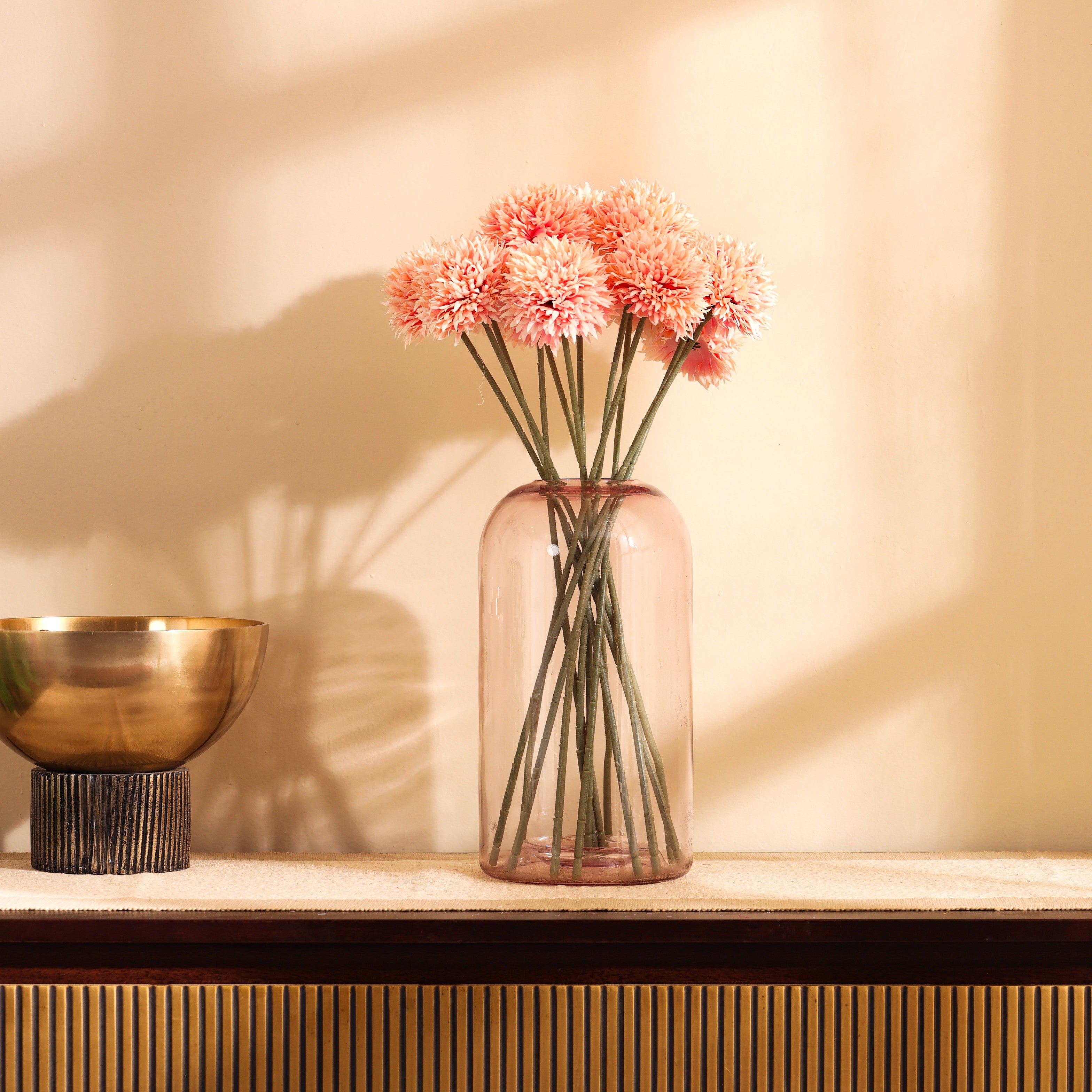 premium artificial chrysanthemum flower sticks set of 6 sticks peach color 1.5 feet for home and office decor for indoor and outdoor use 