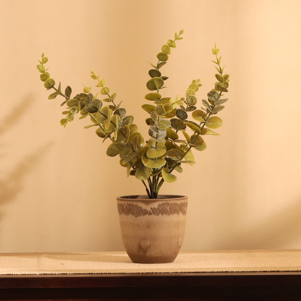 premium artificial eucalyptus plant green color with pot 1 foot for home and office decor for indoor and outdoor use