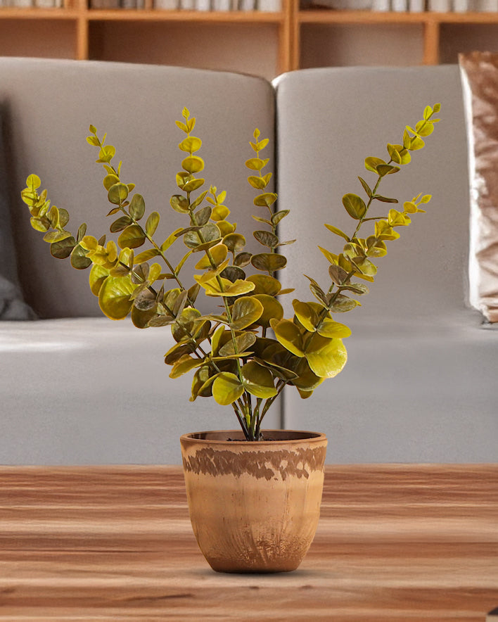 premium artificial eucalyptus plant green color with pot 1 foot for home and office decor for indoor and outdoor use