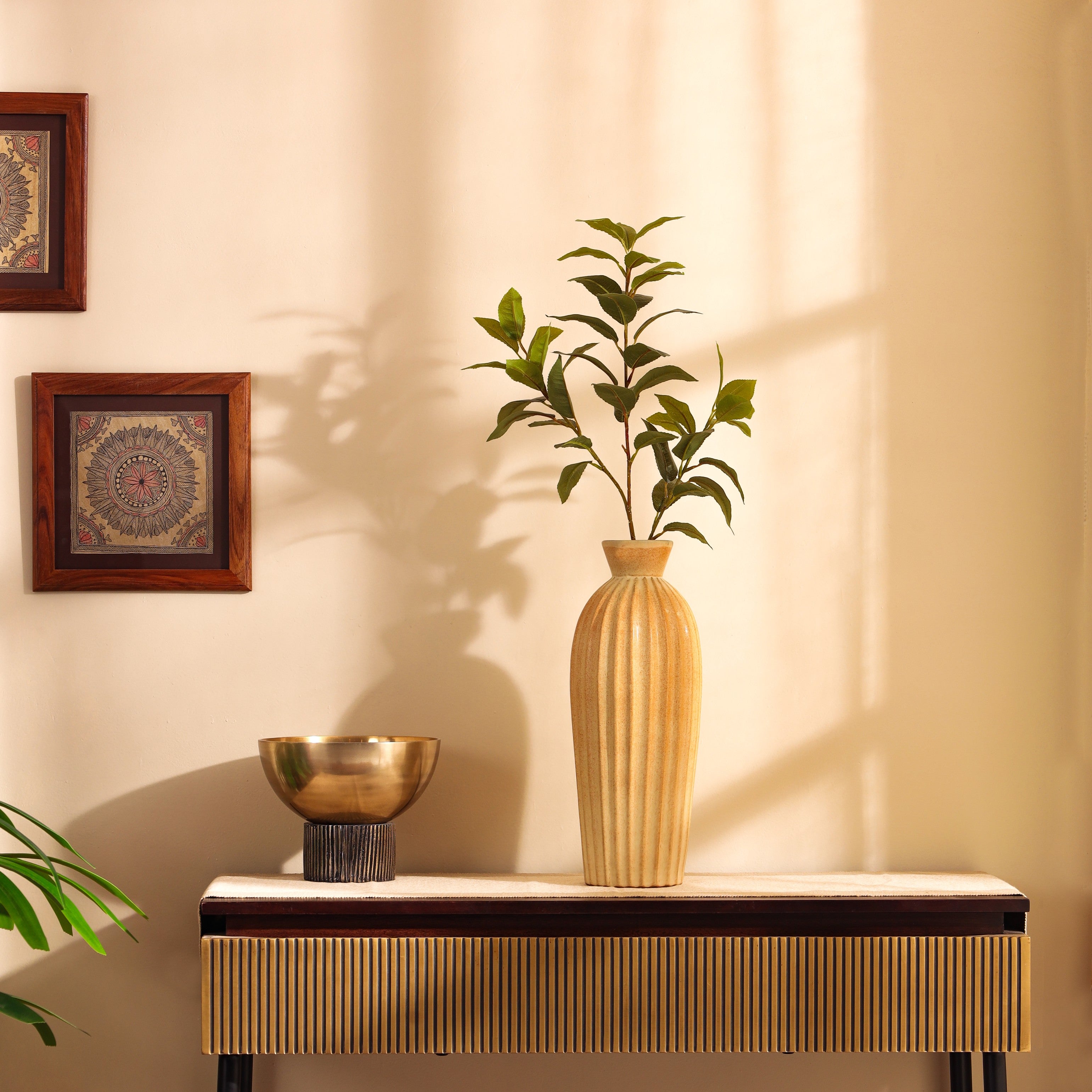 premium artificial green color leaves stick 2 feet for home and office decor for indoor and outdoor use 