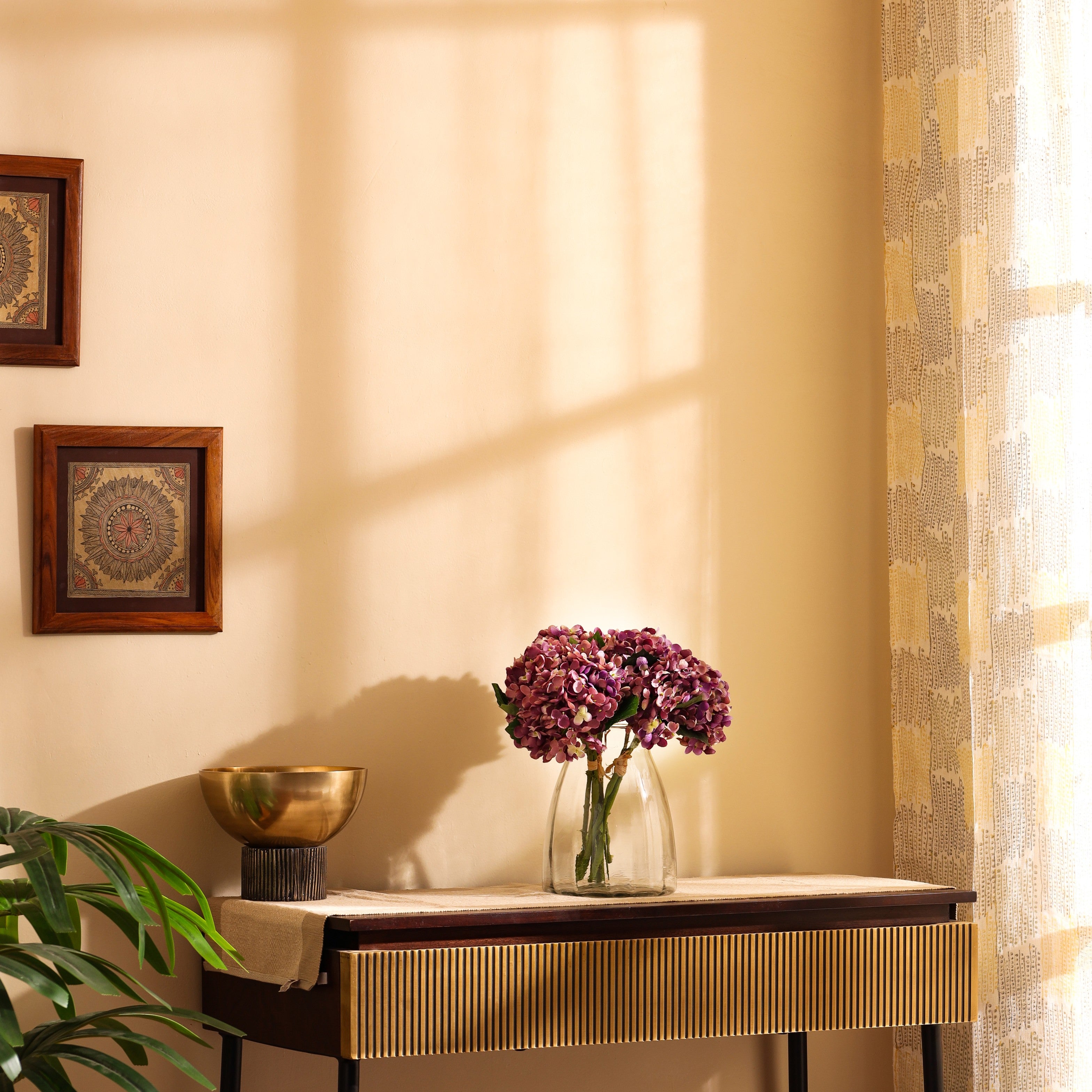 premium artificial hydrangea flower bouquet purple color 1 foot for home and office decor for indoor and outdoor use 