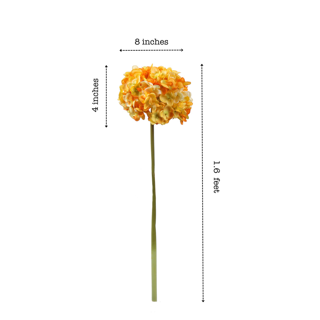 premium artificial hydrangea flower sticks set of 3 sticks yellow color 1.5 feet for home and office decor for indoor and outdoor use 
