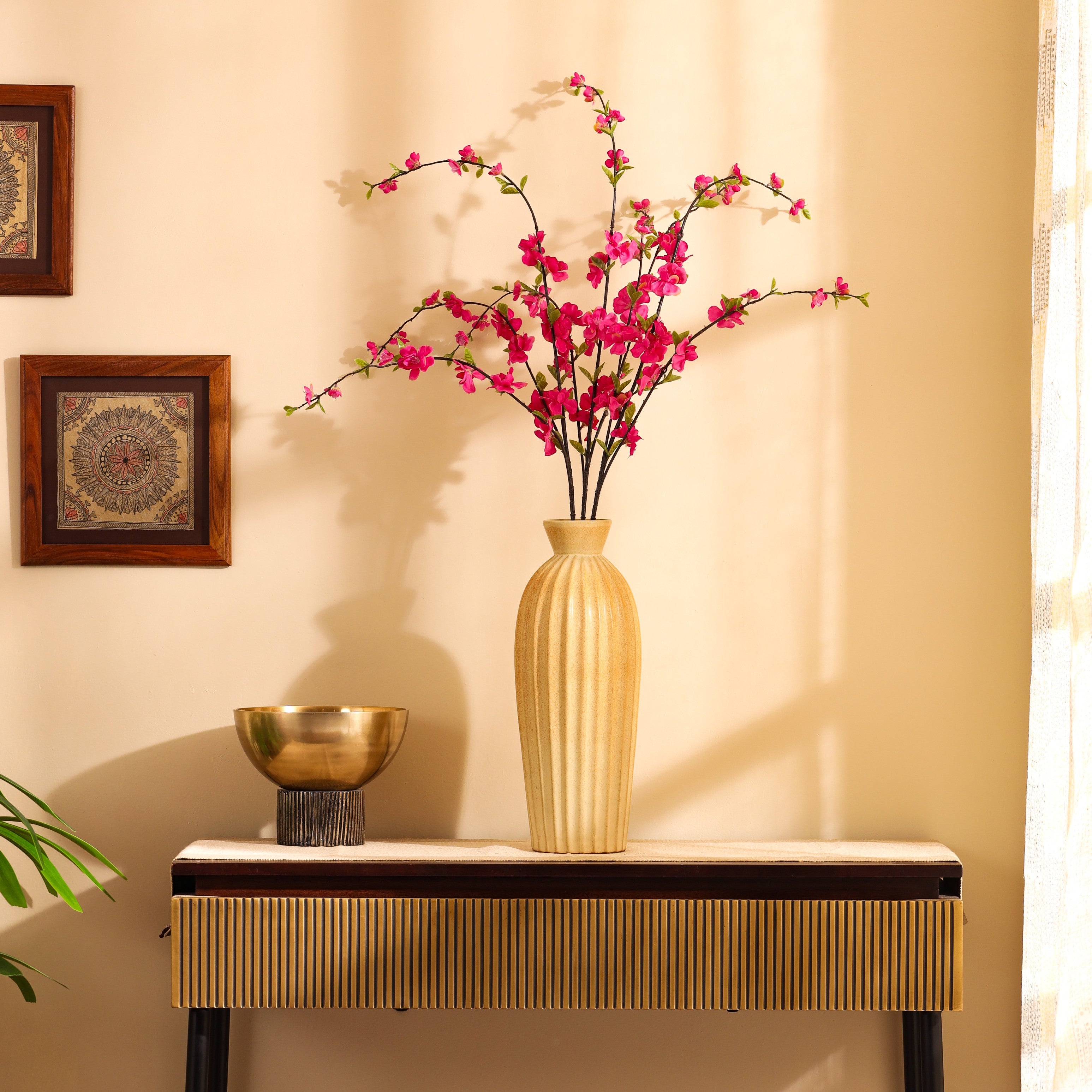 premium artificial japanese cherry blossom flower stick dark pink color 3 feet for home and office decor for indoor and outdoor use 