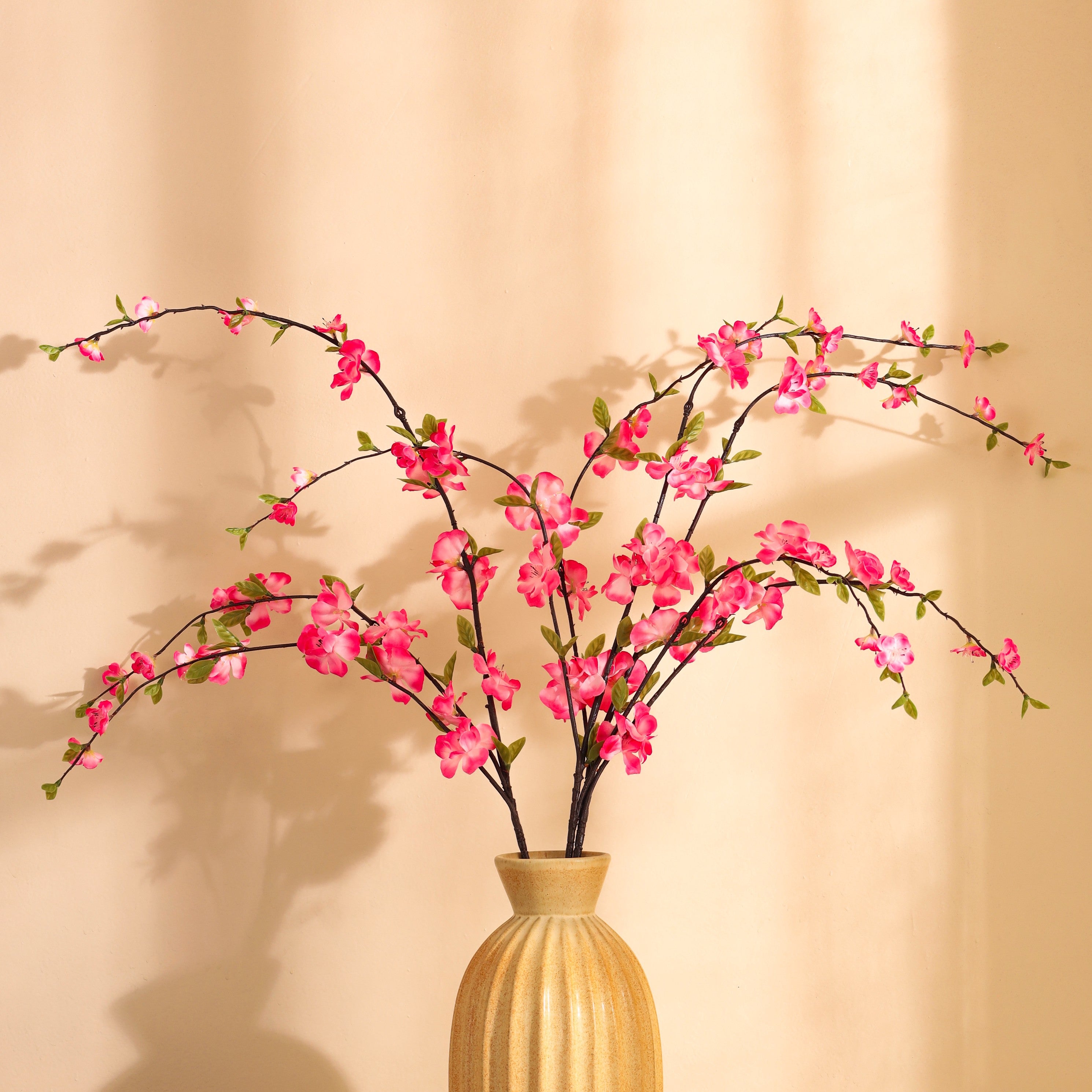 premium artificial japanese cherry blossom flower stick pink color 3 feet for home and office decor for indoor and outdoor use 