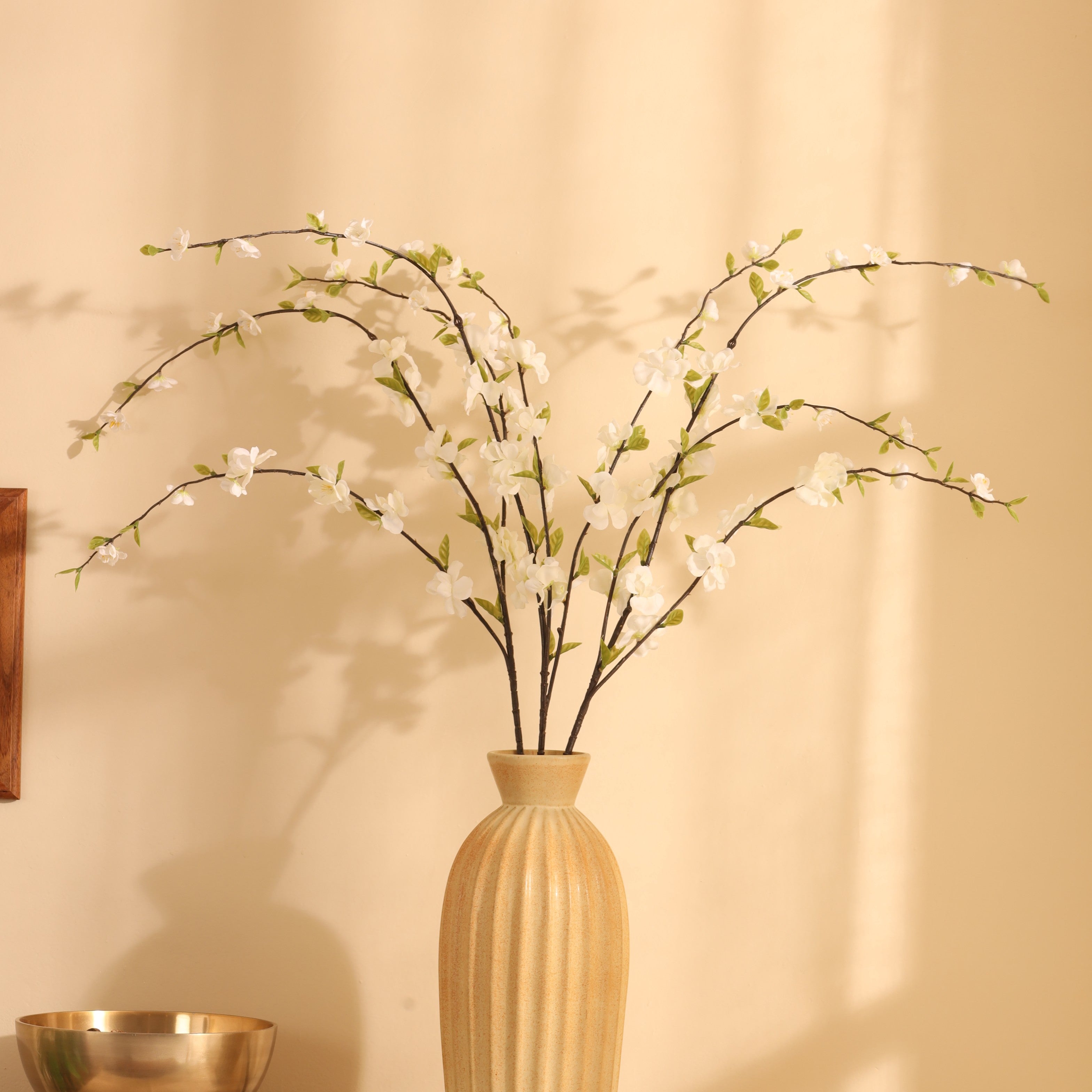 premium artificial japanese cherry blossom flower stick white color 3 feet for home and office decor for indoor and outdoor use 