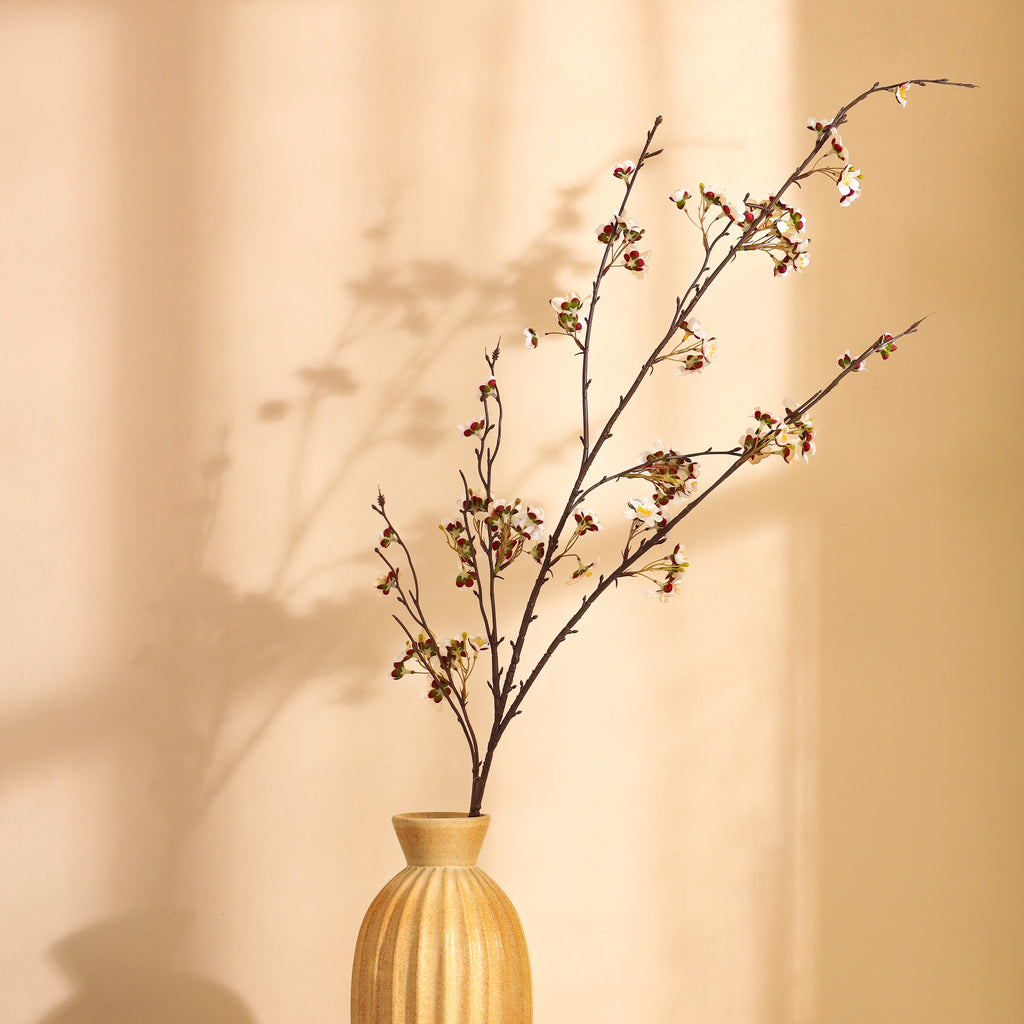 premium artificial japanese cherry blossom flower stick white color 4 feet for home and office decor for indoor and outdoor use 