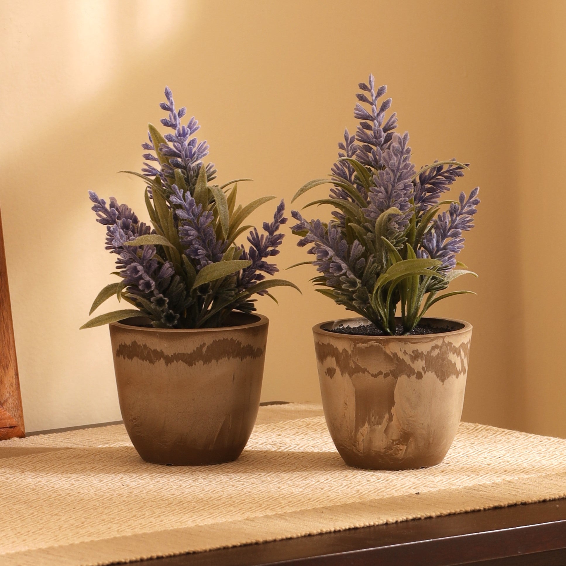 premium artificial lavender plants with pot set of 2 15 cm for home and office decor for indoor and outdoor use