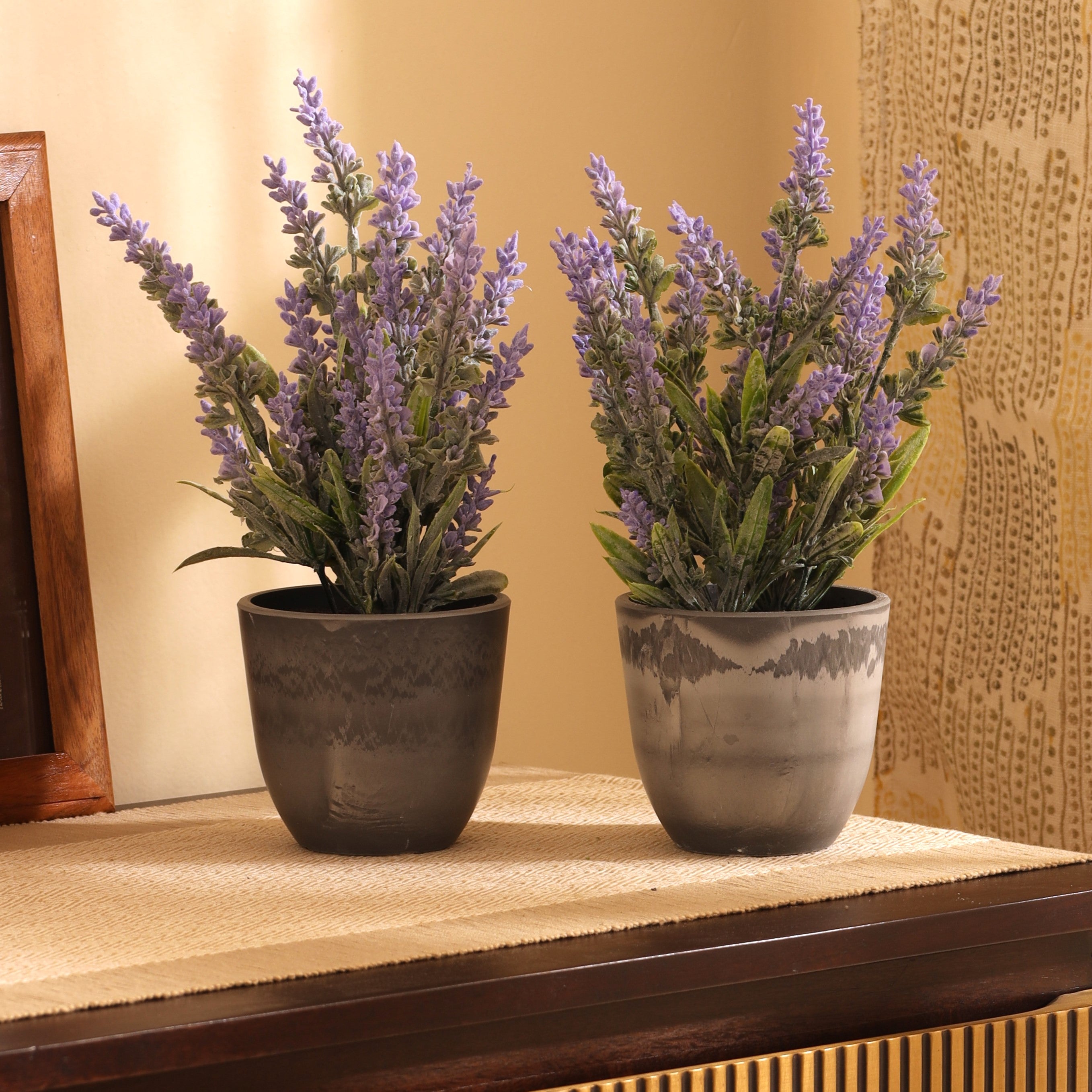 premium artificial lavender plants with pot set of 2 20 cm for home and office decor for indoor and outdoor use