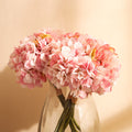 premium artificial light pink hydrangea flower bouquet 1 foot for home and office decor for indoor and outdoor use 