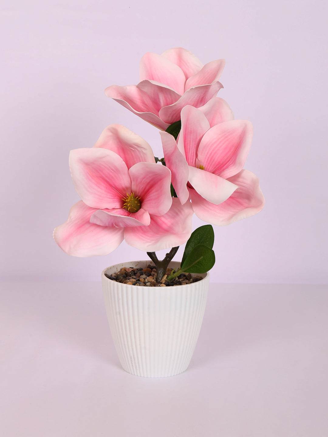 premium artificial magnolia flower bonsai plant with pot light pink pastel color 30 cm for home and office decor for indoor and outdoor use 
