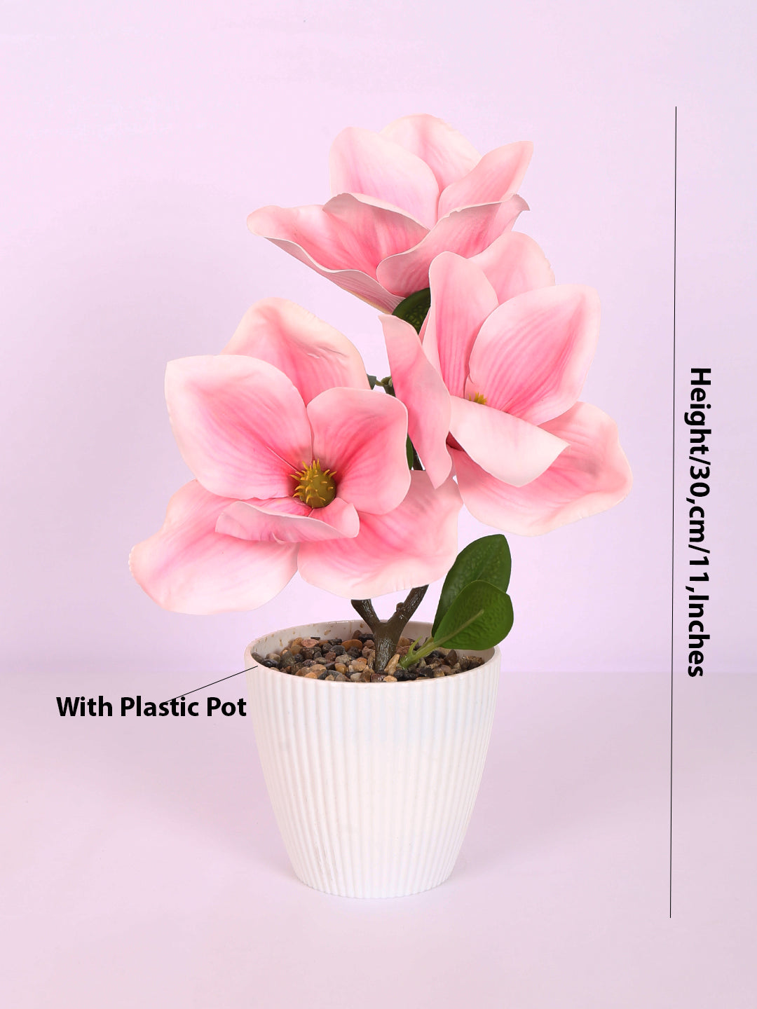 premium artificial magnolia flower bonsai plant with pot light pink pastel color 30 cm for home and office decor for indoor and outdoor use 