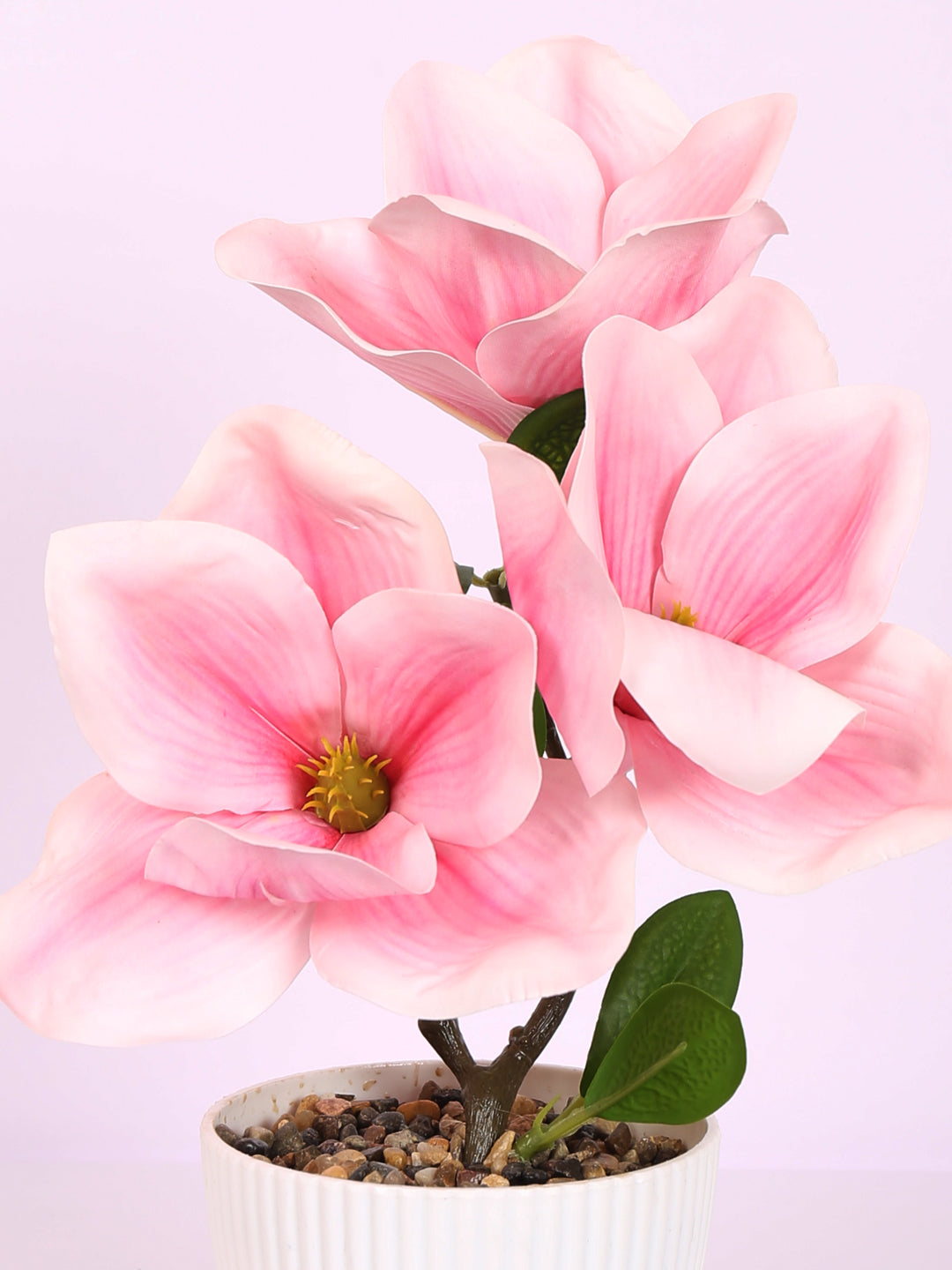 premium artificial magnolia flower bonsai plant with pot light pink pastel color 30 cm for home and office decor for indoor and outdoor use 