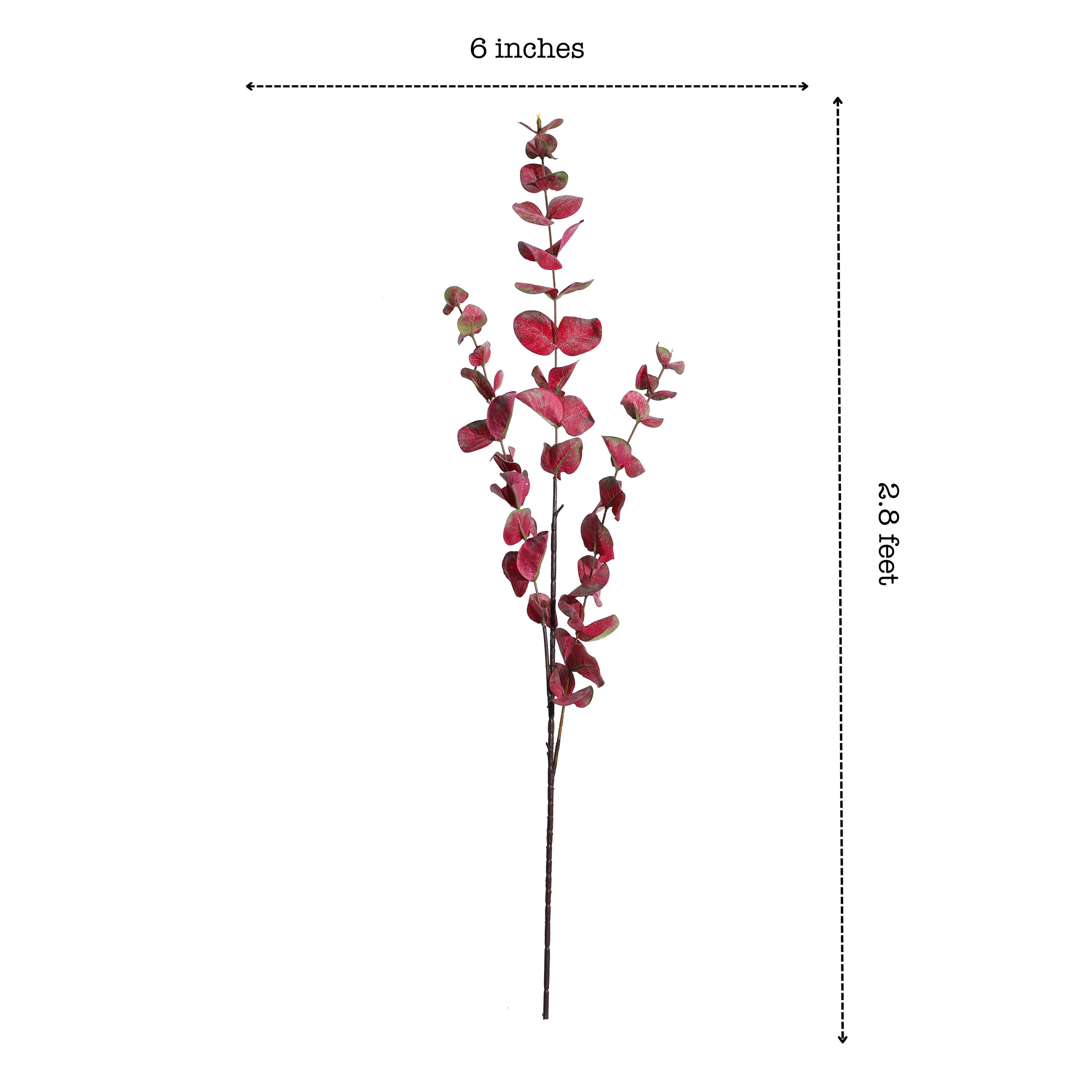 premium artificial red color eucalyptus 3 sticks 2.5 feet for home and office decor for indoor and outdoor use 