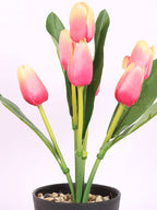 premium artificial tulip flower potted bonsai plant with pot 32 cm baby pink color for home and office decor for indoor and outdoor use 