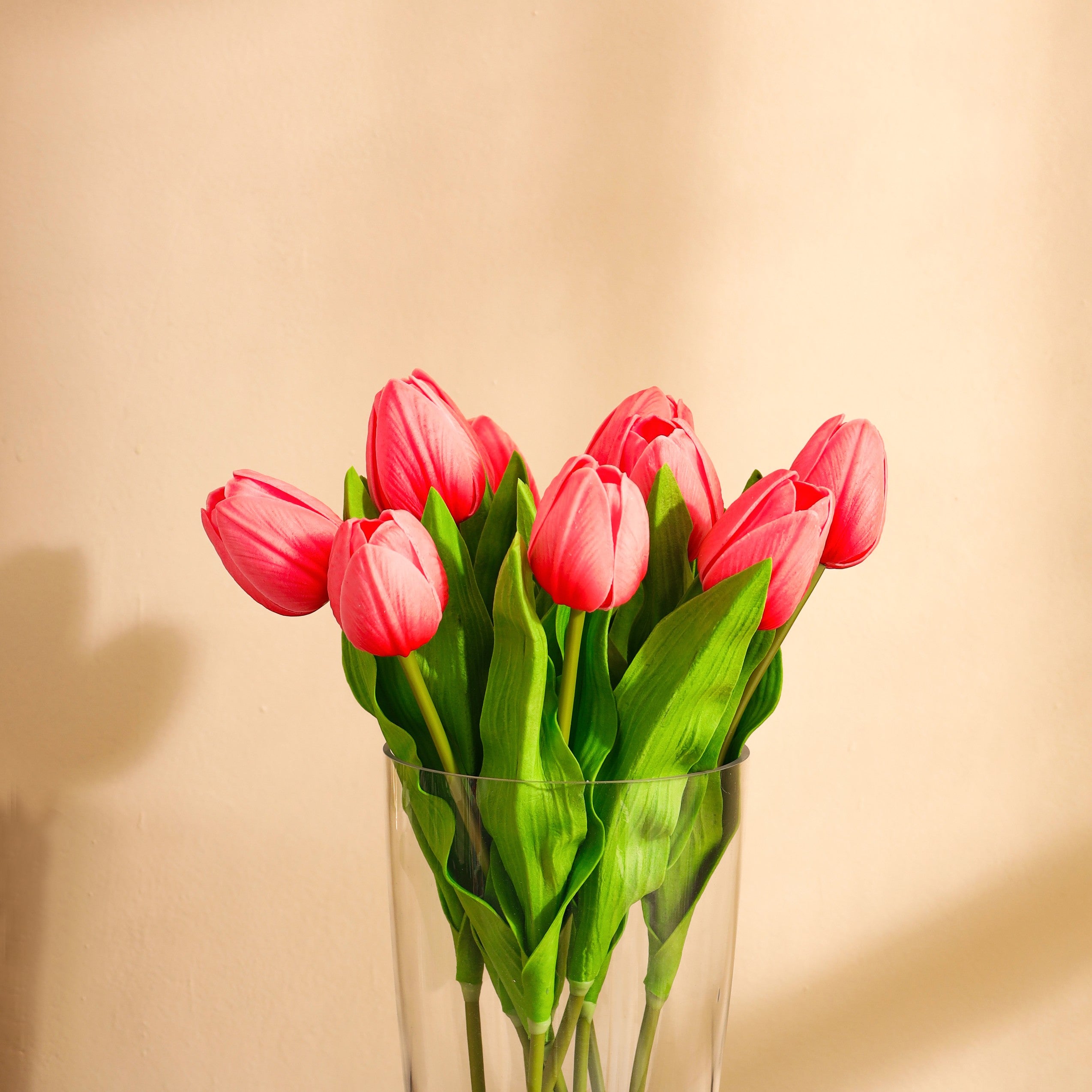 premium artificial tulip flower sticks set of 5 pink color 1 foot for home and office decor for indoor and outdoor use 