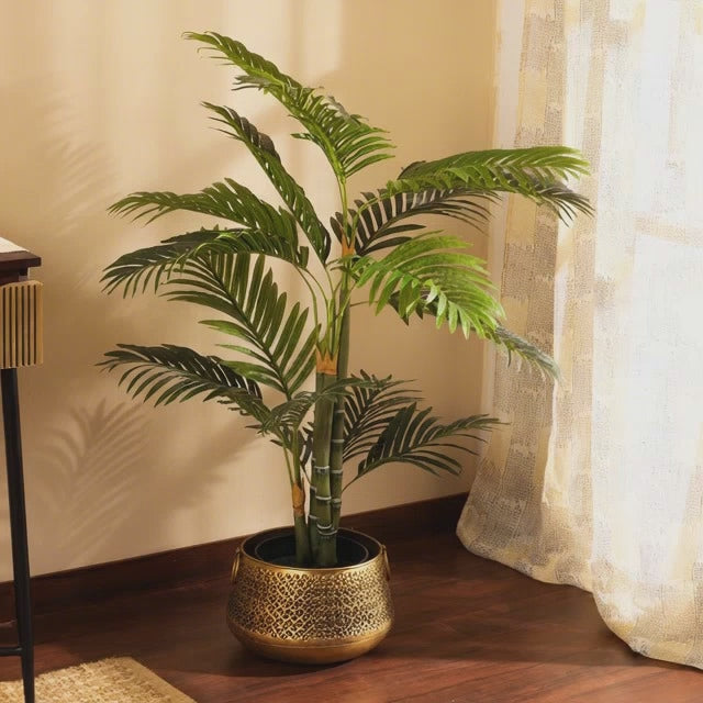 faux luxe areca palm plant with black pot 3 feet for home and office decor for indoor and outdoor use