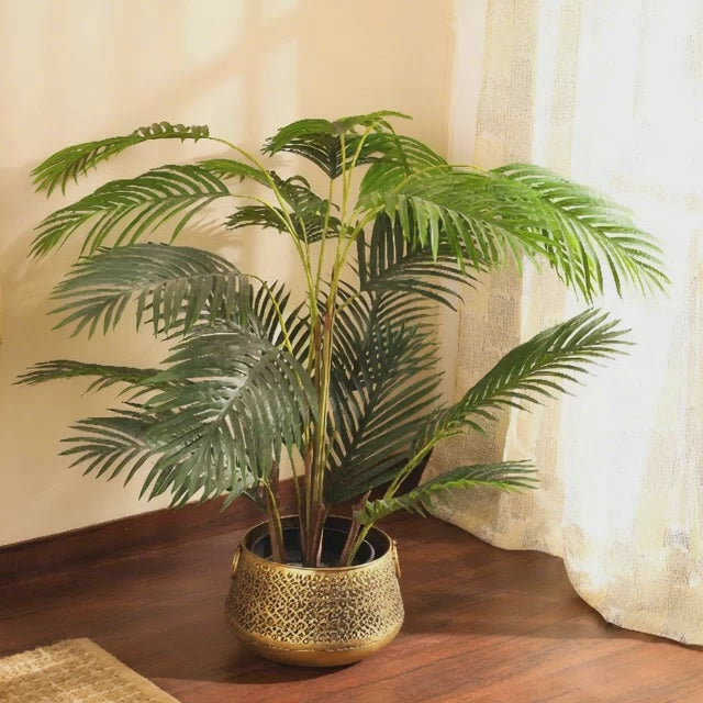 artificial premium areca palm plant with black pot 4 feet for home and office decor for indoor and outdoor use