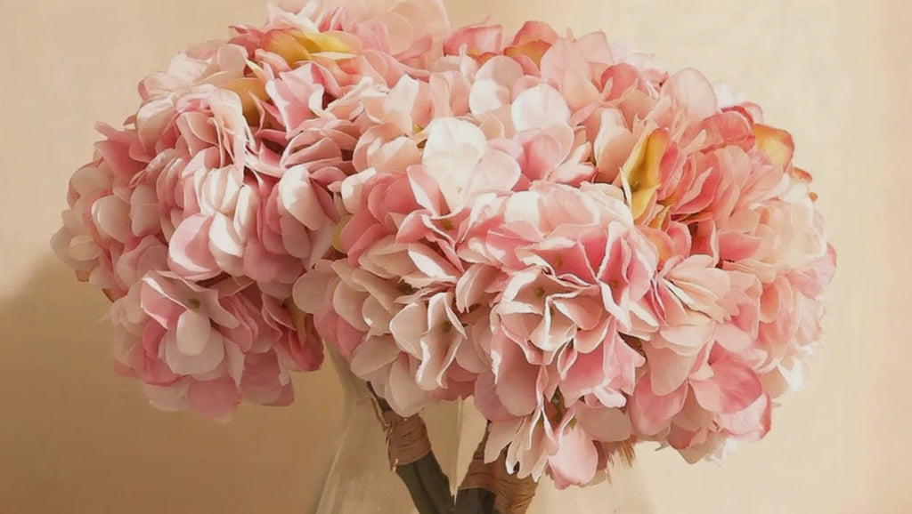 premium artificial light pink hydrangea flower bouquet 1 foot for home and office decor for indoor and outdoor use 