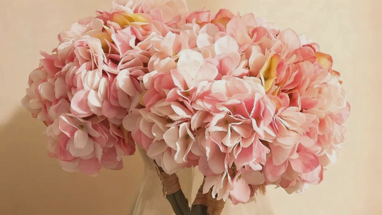 premium artificial light pink hydrangea flower bouquet 1 foot for home and office decor for indoor and outdoor use 