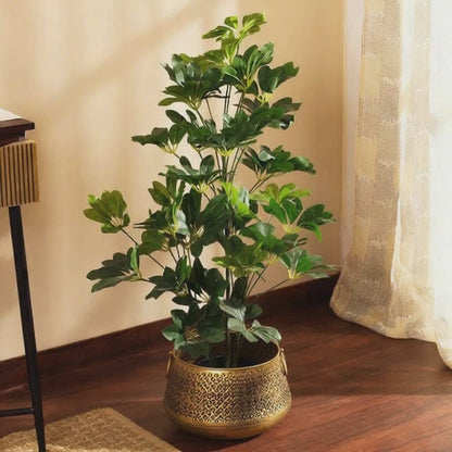 Artificial Schefflera Plant in Black Pot (4 Feet)