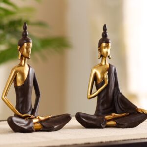 Decorative Modern Golden Brown Buddha Showpieces (Set of 2)