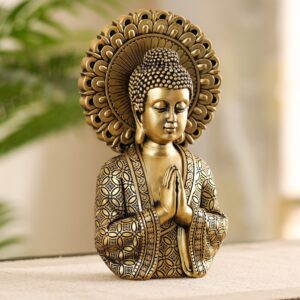 Decorative Antique Gold Meditating Buddha Statue, 24 cm